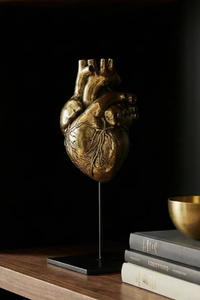 Golden Brass Heart Sculpture Handmade Artistic Decor <b>Figure</b> for Tabletop Display Contemporary Design Love Theme Living Room Deco - Product Image 5