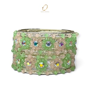 Exclusive Floral <b>Crystal</b> Zircon Stone Multicolour Bangles Silver Plated <b>Bracelet</b> Collection Wedding Festive at Wholesale Price - Product Image 3