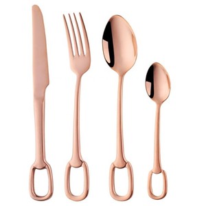 Juego de Cubiertos de Lujo en Oro Rosa, Acero Inoxidable 18/10, Juego de Cubiertos con Mango de Estribo, Cuchara, Tenedor y Cuchillo para Hotel, Restaurante, Boda - Product Image 1