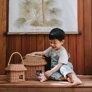 Cute <b>Small</b> House Rattan Kids Room Toy <b>Storage</b> <b>Basket</b> Handheld Wicker <b>Basket</b> Gift Box Toddler Bedroom Organizer Wholesale - Product Image 4