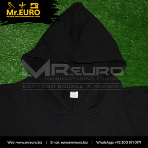 Men's <b>Plain</b> Dyed <b>Black</b> French Terry Eco-Friendly <b>Hoodie</b> with Pocket Custom OEM Unlined Autumn Pullover 350g - Product Image 5