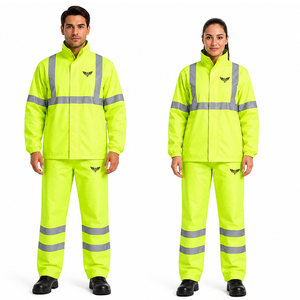 Ensemble de vêtements de travail haute visibilité 2026 : veste et pantalon imperméables réfléchissants unisexe pour la pluie - Product Image 1
