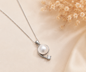 Collar con Colgante de Perla de Agua Dulce Chapado en Rodio de Plata de Ley 925 con Circonita Cúbica, Elegante Collar de Perlas para Mujer - Product Image 5