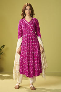 Best Quality Cotton Aanarkali Gown with Beaded Borders and Flowy Dupatta for Spiritual Gatherings <b>Indian</b> <b>Pakistani</b> <b>Clothing</b> - Product Image 4