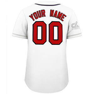 Camiseta de Béisbol Blanca Personalizada 2025, Diseño de Números Rojos y Negros, Franja Degradada, Uniforme de Equipo con Botones, Nombre y Número Personalizados - Product Image 4
