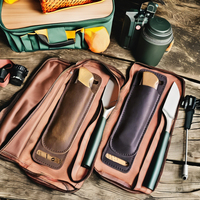 Estuche de Almacenamiento para Cuchillos Plegable de Cuero de Ante Vacuno, Impermeable, con Cierre Magnético, Ligero y de Gran Capacidad, OEM