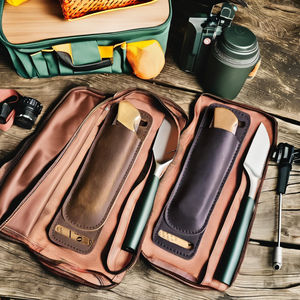 Étui de rangement léger pour couteaux en cuir suédé de vache, étanche, avec fermeture éclair et aimant, personnalisable, support OEM ODM, vente chaude - Product Image 2