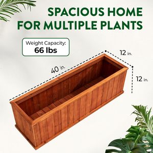 Jardinière en bois avec trous de drainage, boîte à fleurs durable avec revêtement huilé pour la décoration du jardin, du balcon et de la cour - Product Image 4