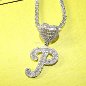 Collar Personalizado con Colgante de Letra en Forma de Corazón, con Diamantes de Moissanita, Estilo Hip Hop, Cadena de Joyería de Lujo Brillante - Product Image 1