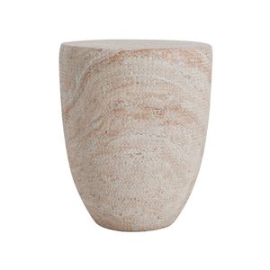 Lightweight Outdoor/Indoor Concrete <b>Side</b> <b>Table</b> with <b>Travertine</b> Finish - Product Image 6