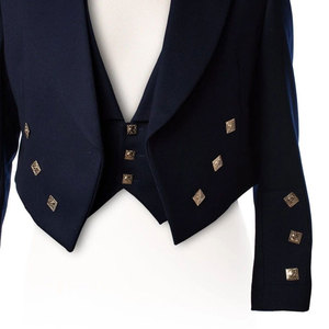 Veste Prince Charlie en laine bleu foncé écossais pour homme, 3 boutons, gilet, sur mesure, vente en gros 2026 - Product Image 4