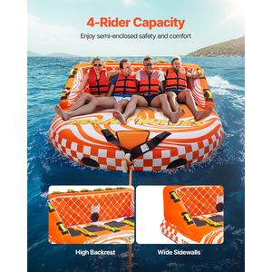 Bouée gonflable en PVC pour 1 ou 4 personnes, capacité 680 lbs, pour sports nautiques et remorquage de bateau - Product Image 2