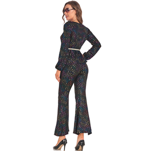 Costume de scène rétro disco noir brillant pour Halloween, festival de musique, costumes de performance européens et américains des années 70 - Product Image 2
