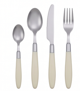 Modern Flatware Set With White Handles Silver Plated Stainless Steel <b>Knife</b> <b>Fork</b> Spoon Dishwasher Safe For Kitchenware - Product Image 1