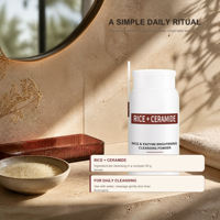 Poudre Nettoyante Exfoliante Éclaircissante au Filtrat de Ferment de Riz et Céramide, Acide Ascorbique 50g - Marque Privée OEM pour Tous Types de Peau