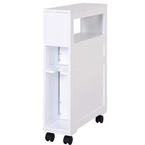 White Bathroom Side Storage Cabinet Practical Bathroom Shelves - Product Image 4