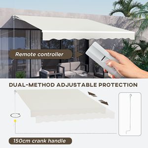 Tenda Parasole Elettrica Retrattile 3x3,6m Color Crema con Protezione UV e Telecomando per Comfort Esterno - Product Image 4