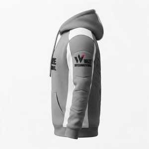 Sweat-shirt à capuche pour homme, manches raglan, gris et blanc, polyester, décontracté, vêtements d'automne, sweat-shirt de sport MMA - Product Image 3
