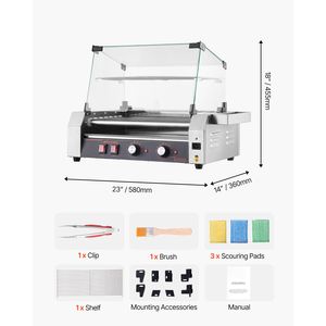 Griglia Professionale per Hot Dog con 18 Rulli in Acciaio Inox, 1050W, Doppia Temperatura, per Cottura Professionale - Product Image 4