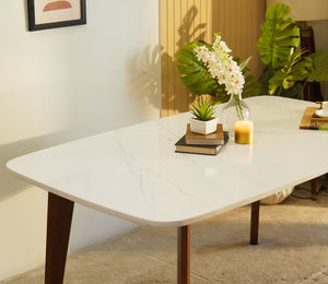 Table en bois avec plateau en marbre très populaire, ensemble de 6 chaises en bois, meubles de salon, meubles de maison avec montage facile pour usage domestique - Product Image 2