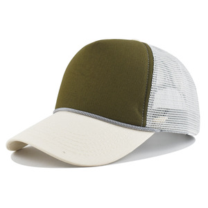 5 Panel Promotion Patchwork Mesh Truck <b>Hat</b> with String Foam Two Tone Colors Baseball Cap Streetwear Dad <b>Hat</b> for Outdoor - Product Image 1