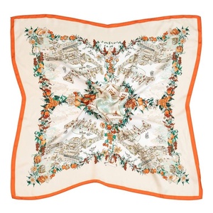 Vintage Floral Travel Theme Premium Scenic Print Square Scarf for Women and Girls Gift and Lifestyle Silk Scarfs Comfortable Use - Product Image 1