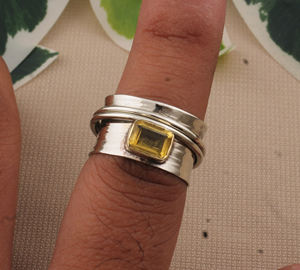 Anillo de Boda de Citrino Natural de Lujo, Plata de Ley 925, Cuadrado, Hecho a Mano, Clásico, para Mujer, Joyería de Moda - Product Image 5