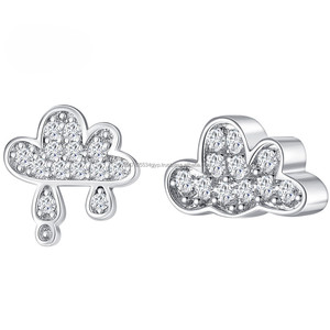 Boucles d'oreilles en or blanc 14 carats avec diamant, forme météo personnalisée, Mignon Solitaire VVS Moissanite Boucle d'oreille pour femmes - Product Image 3