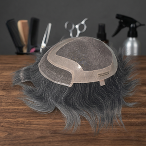 Prothèse capillaire en cheveux humains Remy haute densité, base en dentelle et PU, cheveux indiens lisses, base mono, style central, nœuds invisibles - Product Image 6