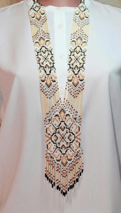 Collier artisanal en perles de rocaille brodé, fait main en Inde, bijoux de créateur haut de gamme pour femme, idéal pour les soirées, par HF Crafts - Product Image 6