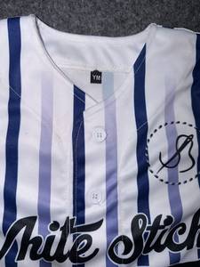 Camiseta de Béisbol Blanca con Rayas Azules y Blancas, Manga Larga, Unisex, Transpirable, Spandex/Algodón/Fibra de Bambú, para Adultos, Todas las Temporadas - Product Image 5