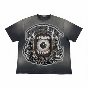 Pantalones Cortos Deportivos Casuales de Verano para Hombre, de Alta Calidad, 230g, Algodón, Estilo Oversize, Estampado Vintage de Estrellas, 100% Algodón Tejido - Product Image 1