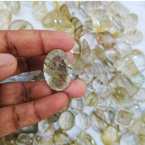 Piedras preciosas de cuarzo rutilo verde, piedras preciosas sueltas de rutilo verde Natural, fabricación de piedras de rutilo de cuarzo curativo para joyería - Product Image 5