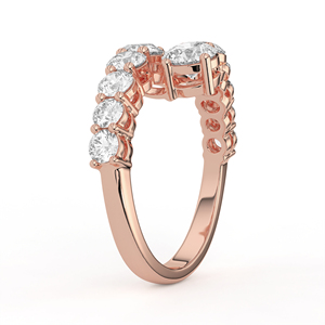 Anillo de lujo de oro blanco de alto impacto con diamantes redondos graduados de 236 quilates, diseño de doble fila en cascada y banda abierta. - Product Image 3