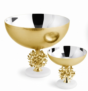 Bol décoratif en métal doré de luxe, artisanal, pièce maîtresse pour une table à manger élégante, salon, cuisine et décoration intérieure - Product Image 4
