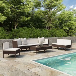 Set di Mobili da Giardino in Rattan Sintetico Marrone a 9 Pezzi, Design Modulare Moderno - Product Image 1
