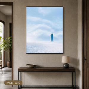 Tableau Mural Abstrait Moderne Effet Miroir Phare de Luxe, Peinture sur Toile Haute Brillance Encadrée, Décoration de Villa Modèle - Product Image 2