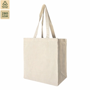 Bolsa de Compras de Lona de Algodón Off-White de 280 GSM, 38x42x20 cm, Asa Única, Reutilizable, con Refuerzo, Logotipo Personalizado, Venta al Por Mayor, OEM, ODM, B2B - Product Image 1
