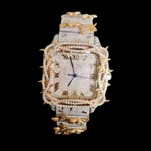 Custom Stunning Full Iced Out Round Moissanite Diamond Classic Date and Roman Numeral Diamond <b>Watch</b> For <b>Men</b> Gift - Product Image 2