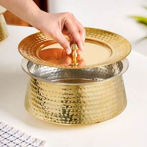 Round Hammered Brass Serving <b>Pot</b> with Lid Handmade Kitchen Casserole Buffet Food Storage Wholesale Supplier - Product Image 6