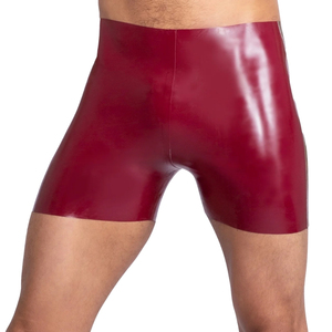 Shorts pour hommes taille haute en cuir verni rouge, Spandex Nylon, couleur unie, sous-vêtements sexy, style tentation - Product Image 2