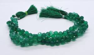 Cuentas facetadas de ónix verde natural al por mayor de 7 a 8 mm, gotas de ónix verde facetadas tipo briolette para la fabricación de joyas. - Product Image 2