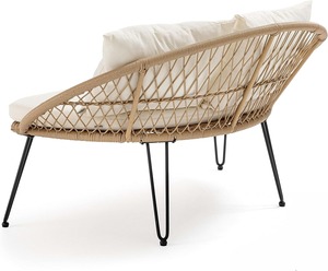 Nordic Outdoor <b>Rattan</b> <b>Sofa</b> Set with Cushions Woven Garden Bench Patio Furniture for Courtyard Balcony Villa - Product Image 2