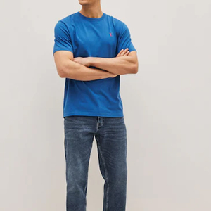 Camiseta de Cuello Alto para Hombre, Talla Mediana, Azul, Manga Corta, Tejida en Algodón, con Logotipo, Formal, Corte Clásico, Nueva con Etiqueta - Product Image 4