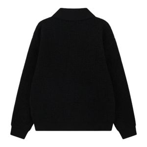 Suéter Polo de Manga Larga para Hombre, Tejido Waffle, Negro, Casual, Cuello con Botones, Mezcla de Algodón Suave, Personalizable OEM - Product Image 2