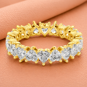 Anillo de Eternidad con Diamante Cultivado en Laboratorio con Corte Corazón para Mujer en Oro Sólido de 14K, Amarillo, Blanco y Oro Rosa, Anillo de Boda de Lujo, Regalo - Product Image 3