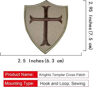 2 Parches Bordados de Cruz de Caballeros Templarios con Gancho y Bucle (Camuflaje) - Product Image 6