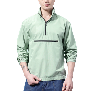 Chaqueta Bomber Verde Claro para Hombre, Cuello Alto, Cortavientos, Informal, de Poliéster, para Otoño, Corte Regular, Cierre de Cremallera - Product Image 1