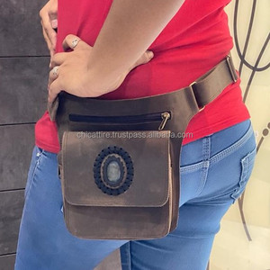 Riñonera clásica de cuero auténtico hecha a mano con cinturón ajustable riñonera de festival occidental única riñonera de cintura hasta el muslo - Product Image 2