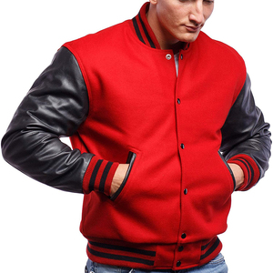 <b>Men's</b> Winter Varsity <b>Jacket</b> Woolen Fabric Eco-Friendly Breathable Windproof Thick High Street Style Patchwork Front OEM Service - Product Image 5